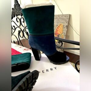 Multi-color suede bootie